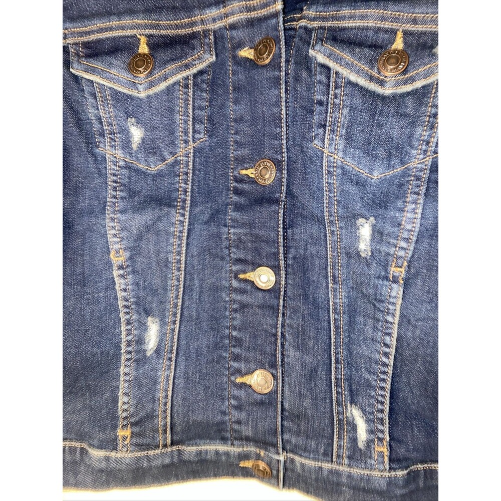new Mavi Jeans jacket denim distressed Samantha Stretchy western rock Small - Picture 2 of 10